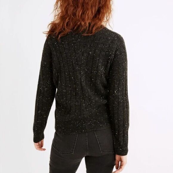 NEW Madewell Donegal dowden Henley Sweater in Coziest Yarn, black, plus size 3X - Picture 3 of 16